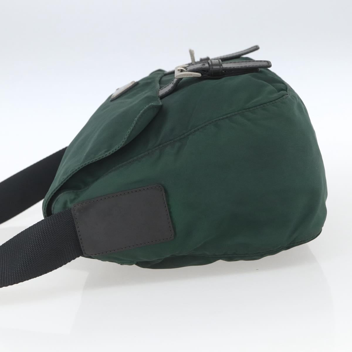 PRADA Shoulder Bag Nylon Green Silver Auth 166324