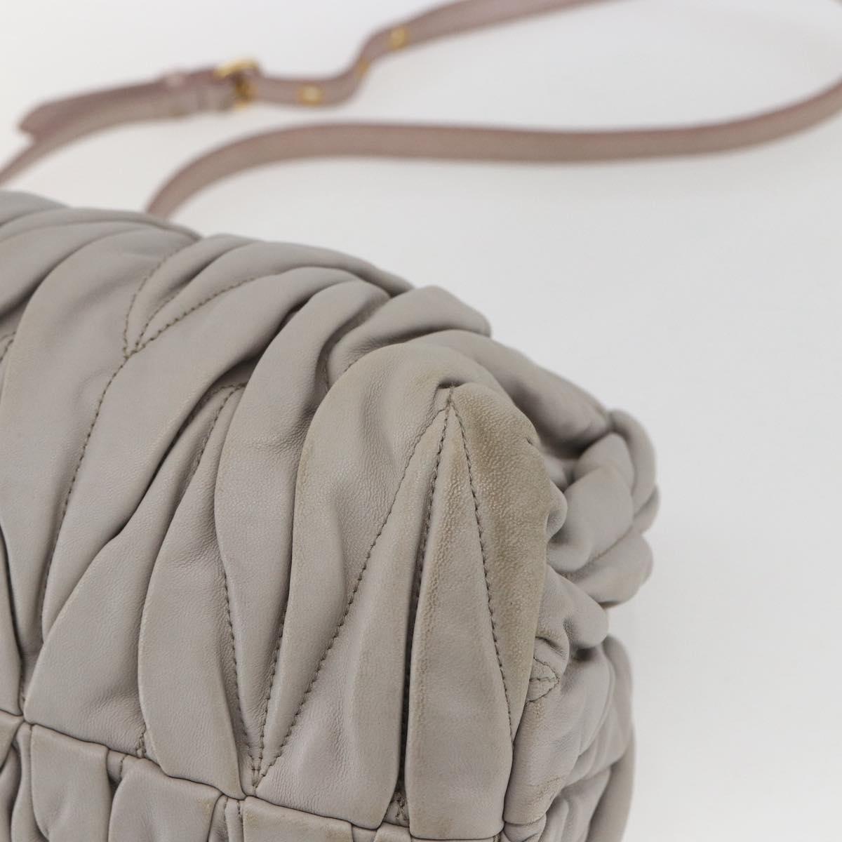 Miu Miu Matelasse Shoulder Bag Leather Gray Gold Auth 166328
