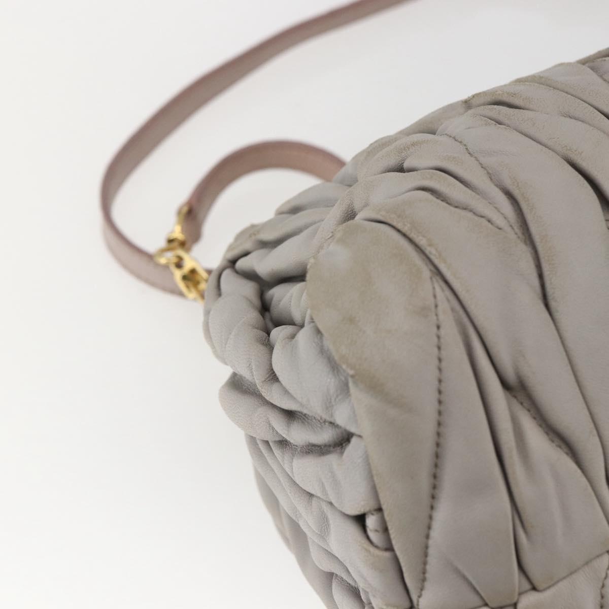 Miu Miu Matelasse Shoulder Bag Leather Gray Gold Auth 166328