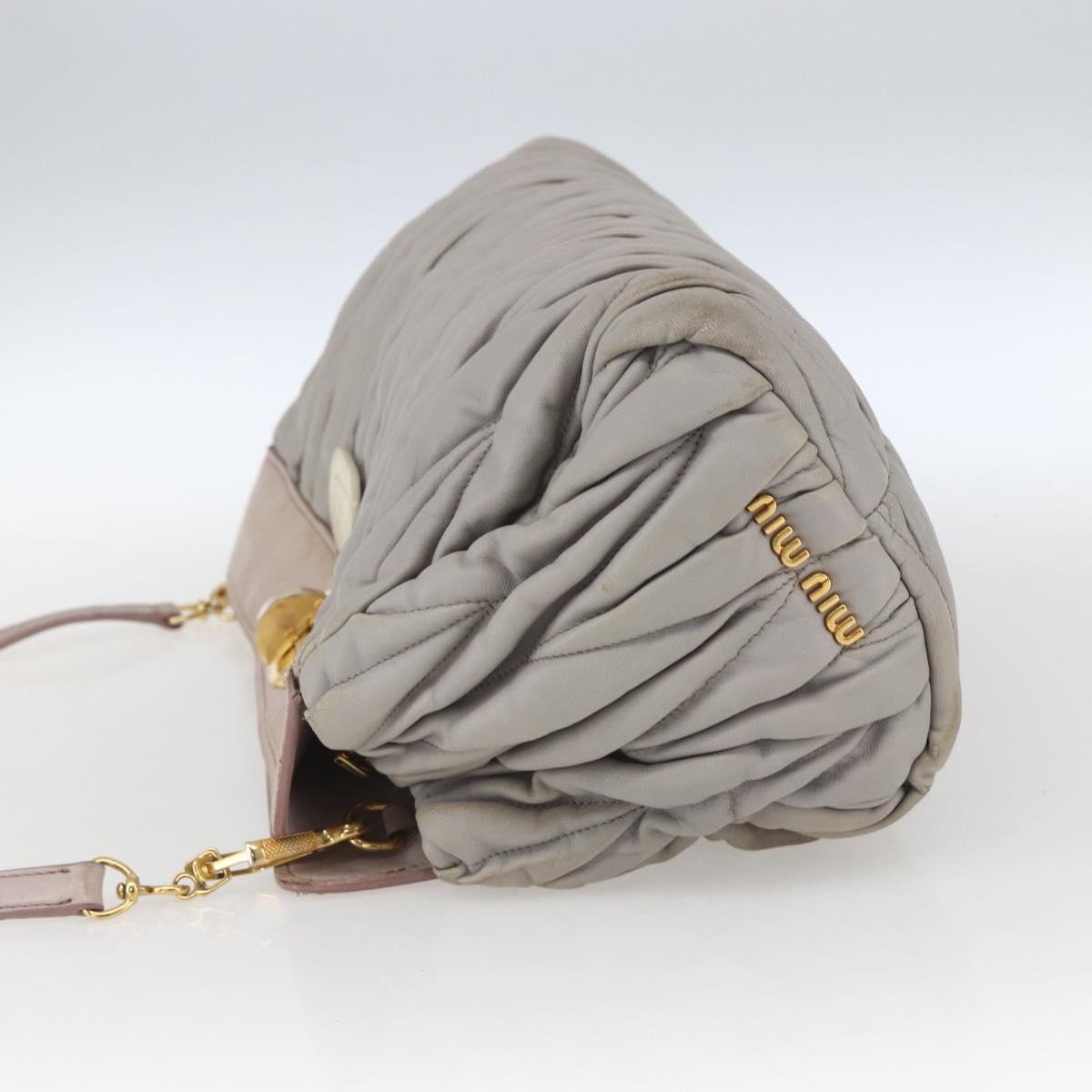 Miu Miu Matelasse Shoulder Bag Leather Gray Gold Auth 166328
