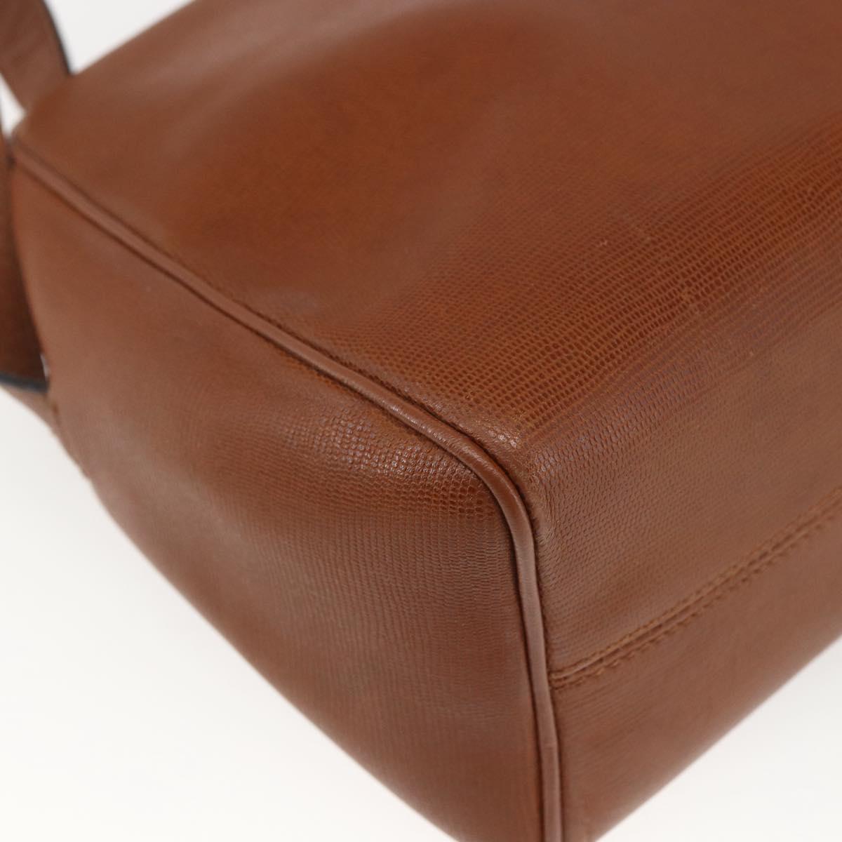 CELINE Circle Shoulder Bag Leather Brown Gold Auth 166332