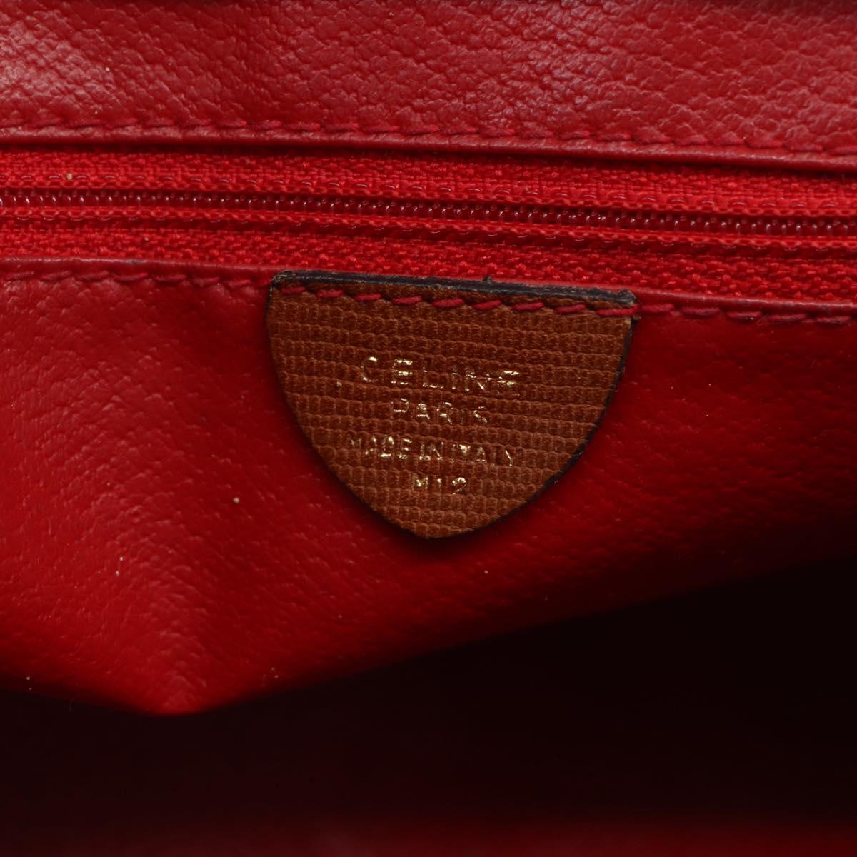 CELINE Circle Shoulder Bag Leather Brown Gold Auth 166332