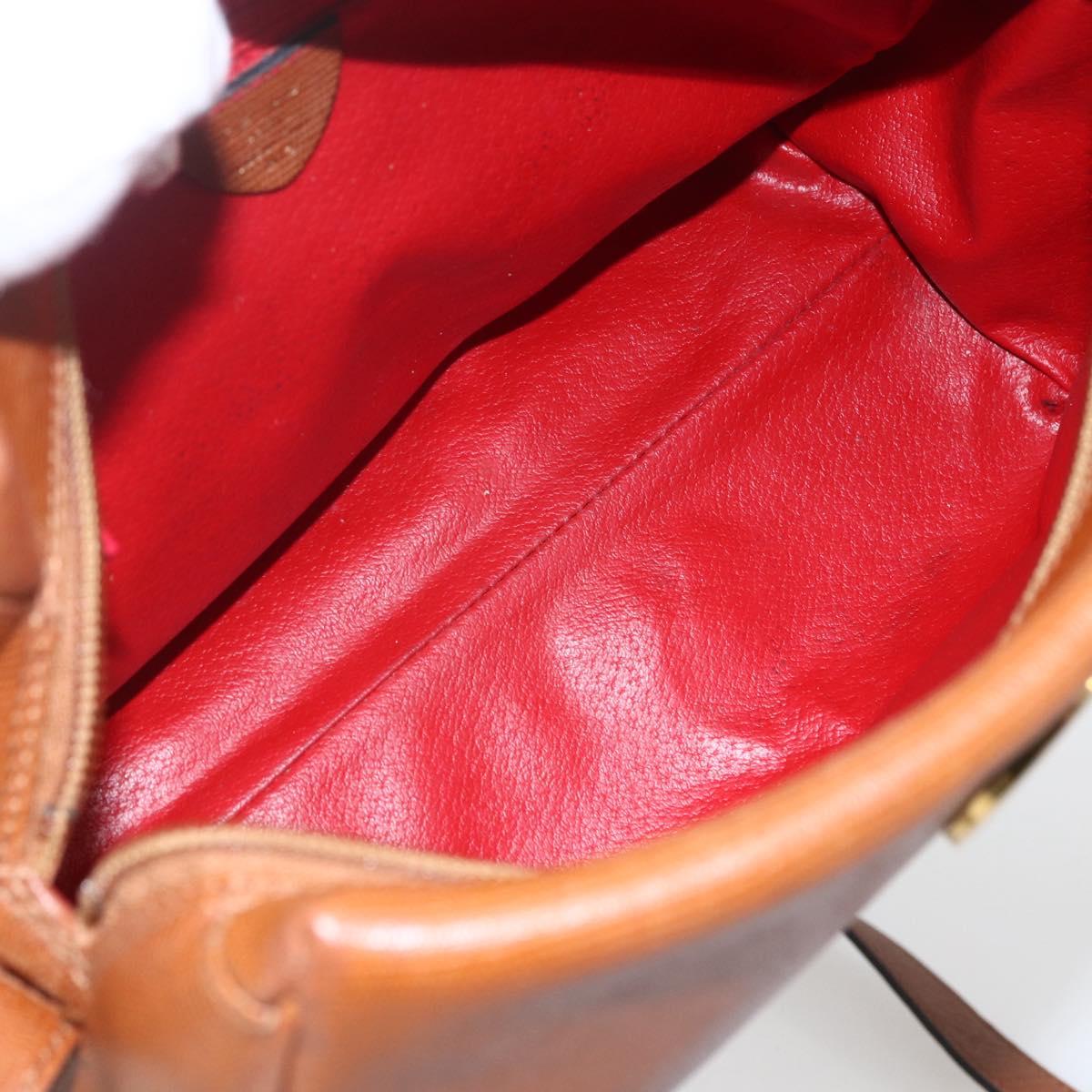 CELINE Circle Shoulder Bag Leather Brown Gold Auth 166332