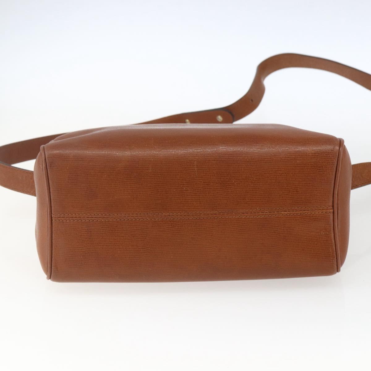 CELINE Circle Shoulder Bag Leather Brown Gold Auth 166332
