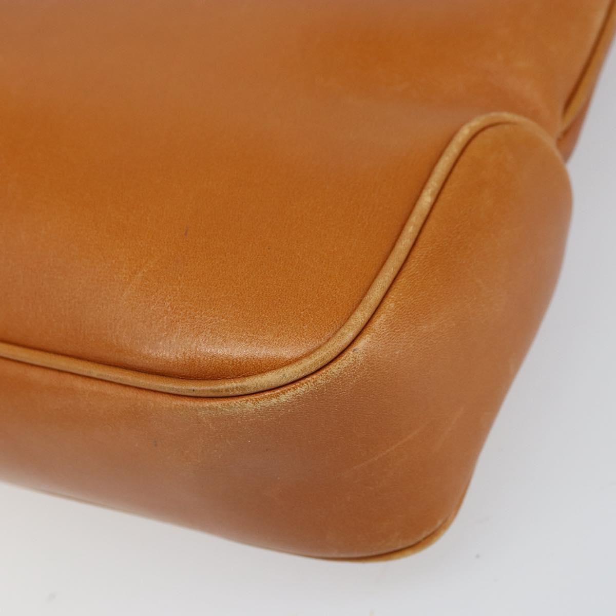 CELINE Shoulder Bag Leather Brown Gold Auth 166334