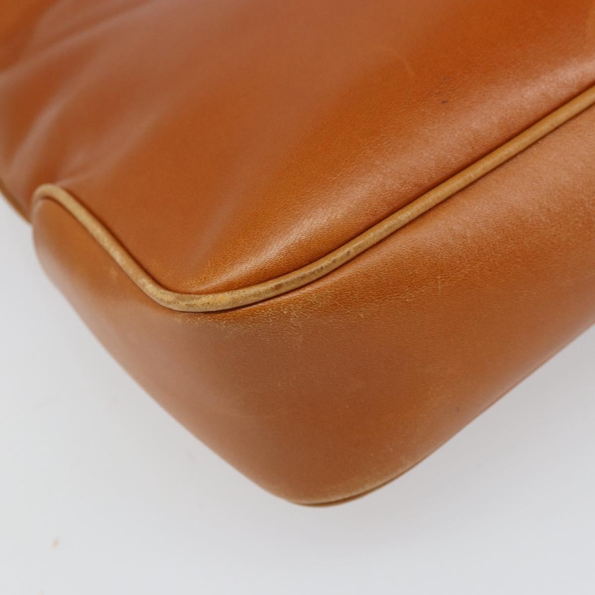 CELINE Shoulder Bag Leather Brown Gold Auth 166334