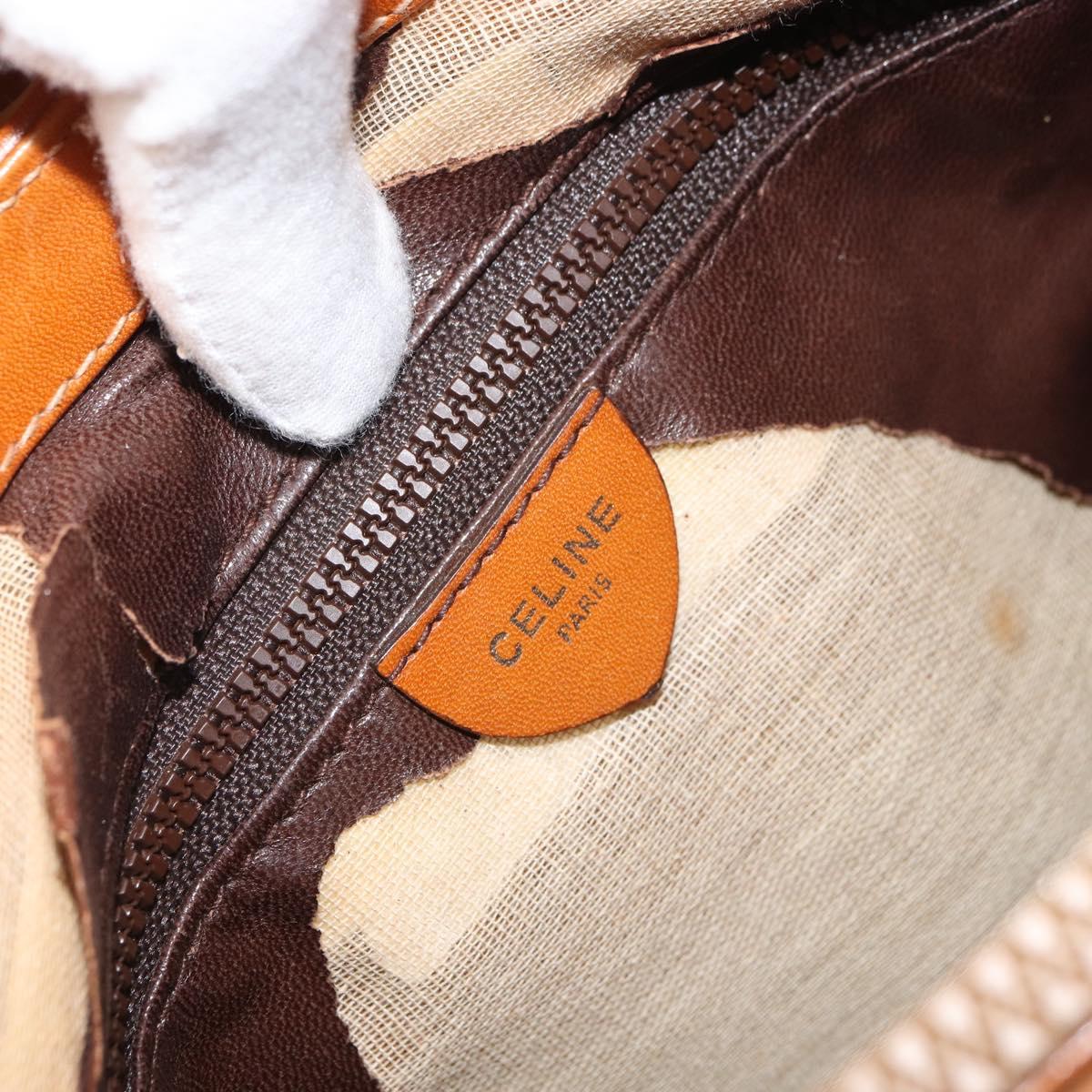 CELINE Shoulder Bag Leather Brown Gold Auth 166334