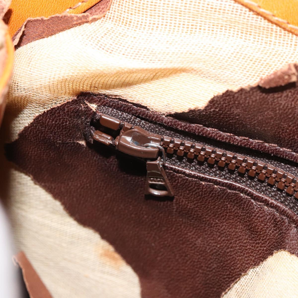 CELINE Shoulder Bag Leather Brown Gold Auth 166334