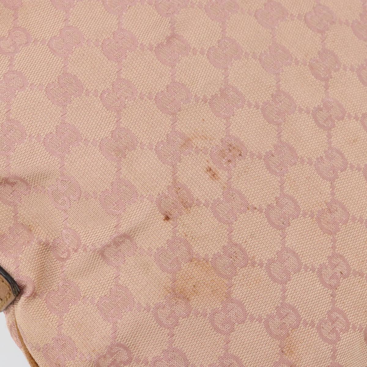 GUCCI GG Canvas Shoulder Bag Pink Silver 113013 Auth 166336