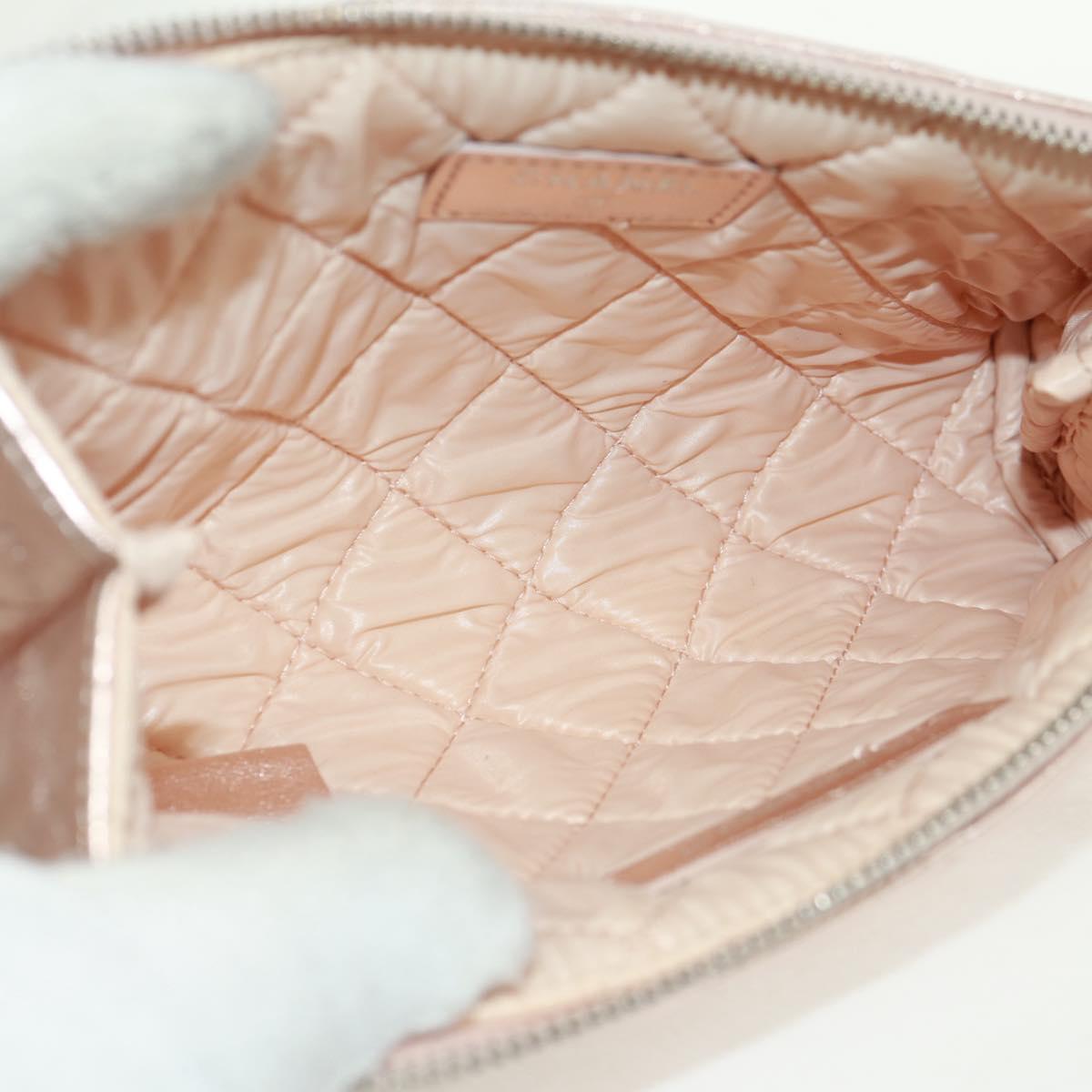 CHANEL Matelasse Pouch Lamb Skin Pink Silver CC Auth 166350SAM