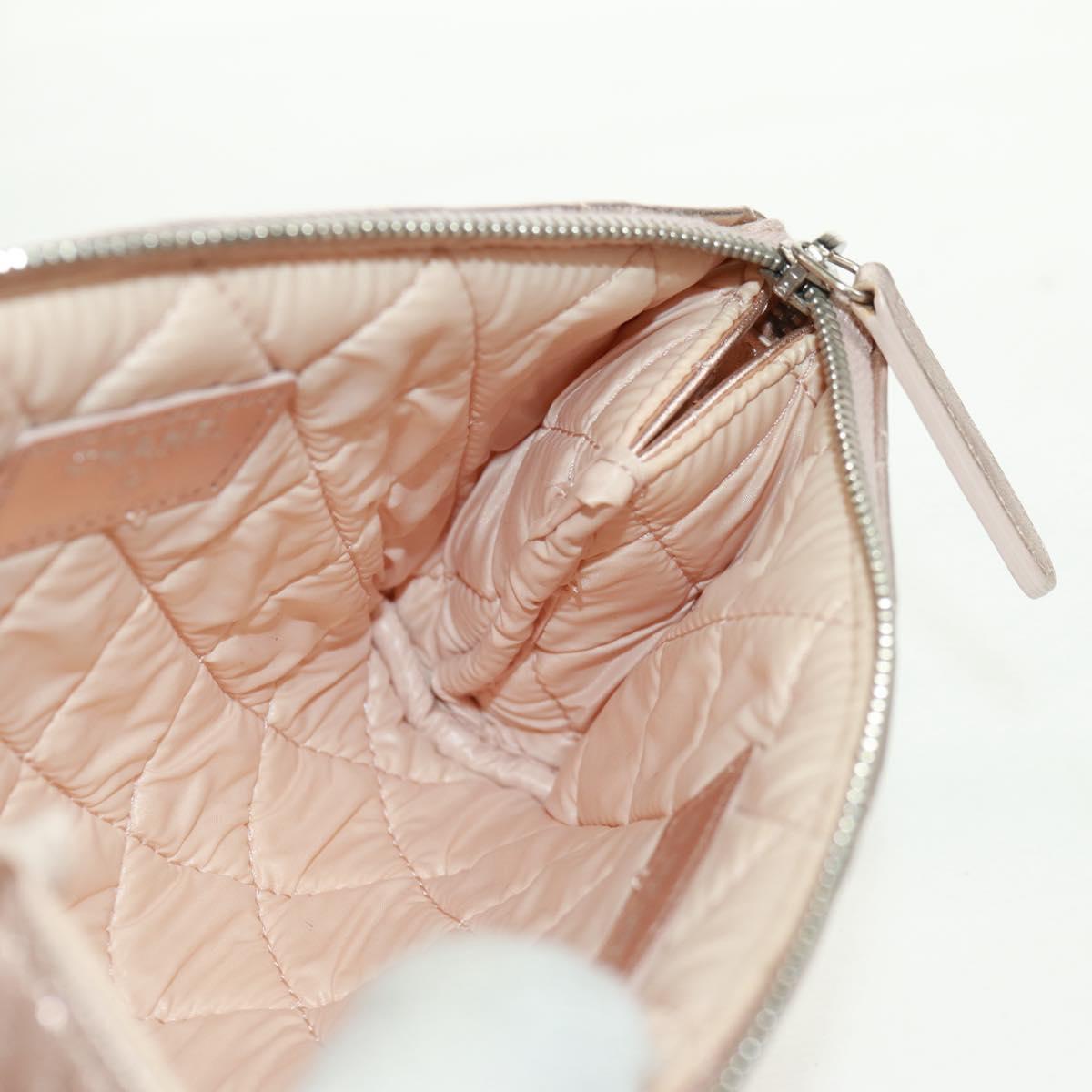 CHANEL Matelasse Pouch Lamb Skin Pink Silver CC Auth 166350SAM