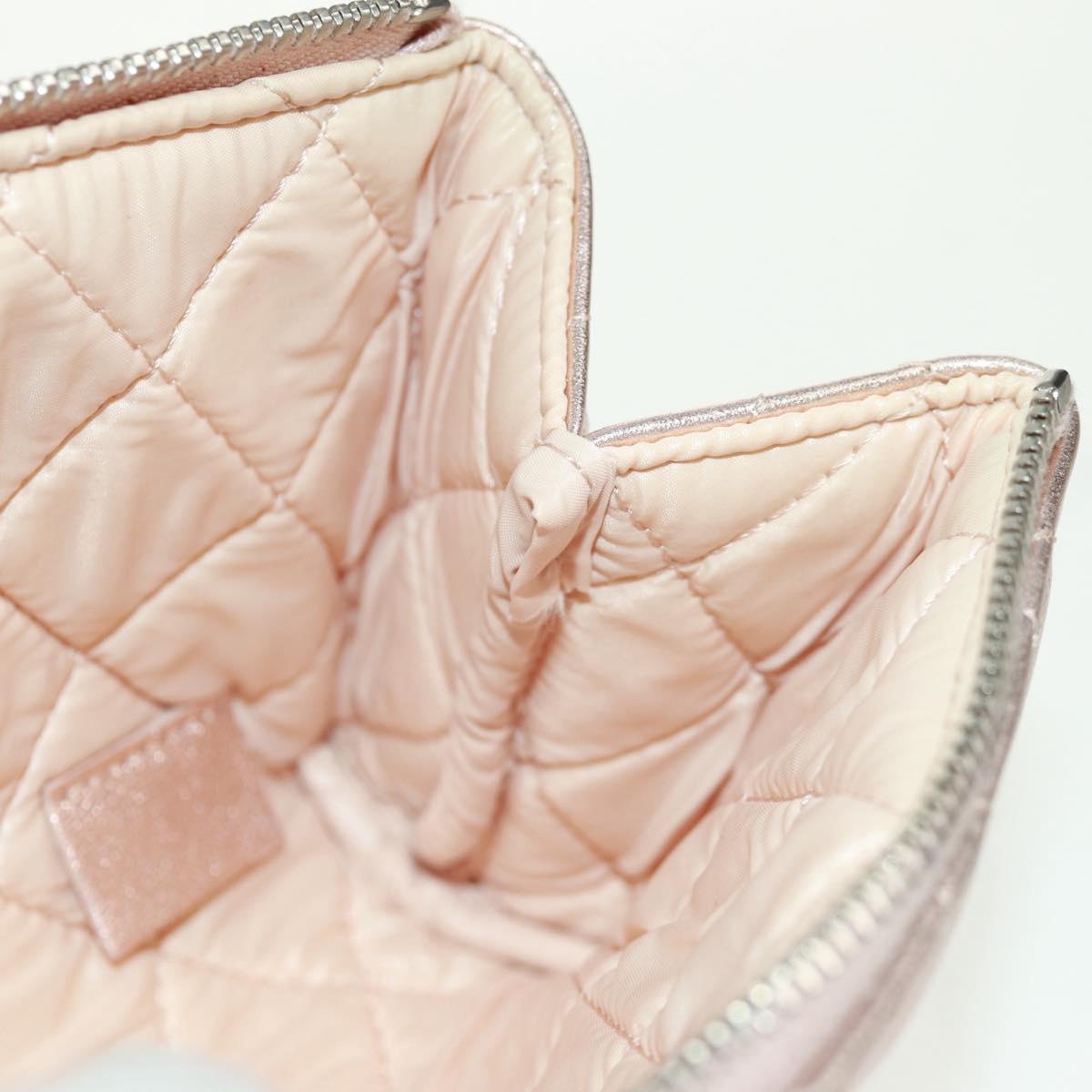 CHANEL Matelasse Pouch Lamb Skin Pink Silver CC Auth 166350SAM