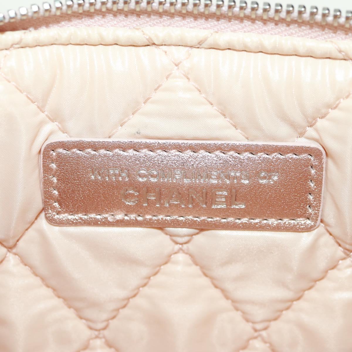 CHANEL Matelasse Pouch Lamb Skin Pink Silver CC Auth 166350SAM