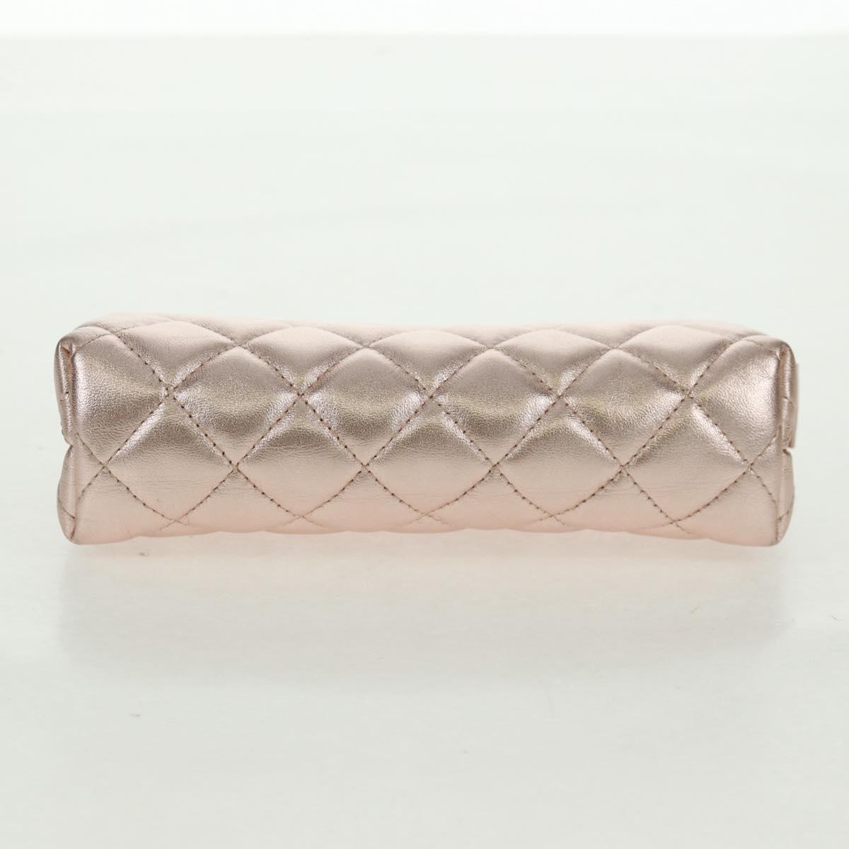 CHANEL Matelasse Pouch Lamb Skin Pink Silver CC Auth 166350SAM