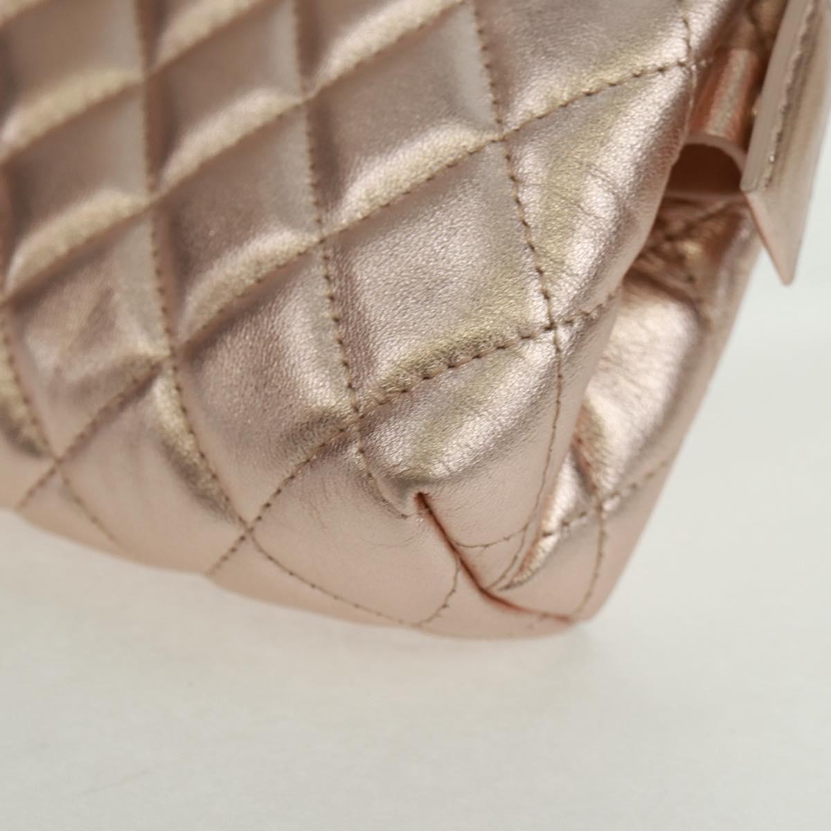 CHANEL Matelasse Pouch Lamb Skin Pink Silver CC Auth 166350SAM