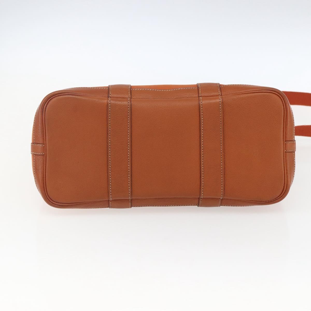 HERMES Garden Party TPM Hand Bag Canvas 2way Orange Silver Auth 166360V