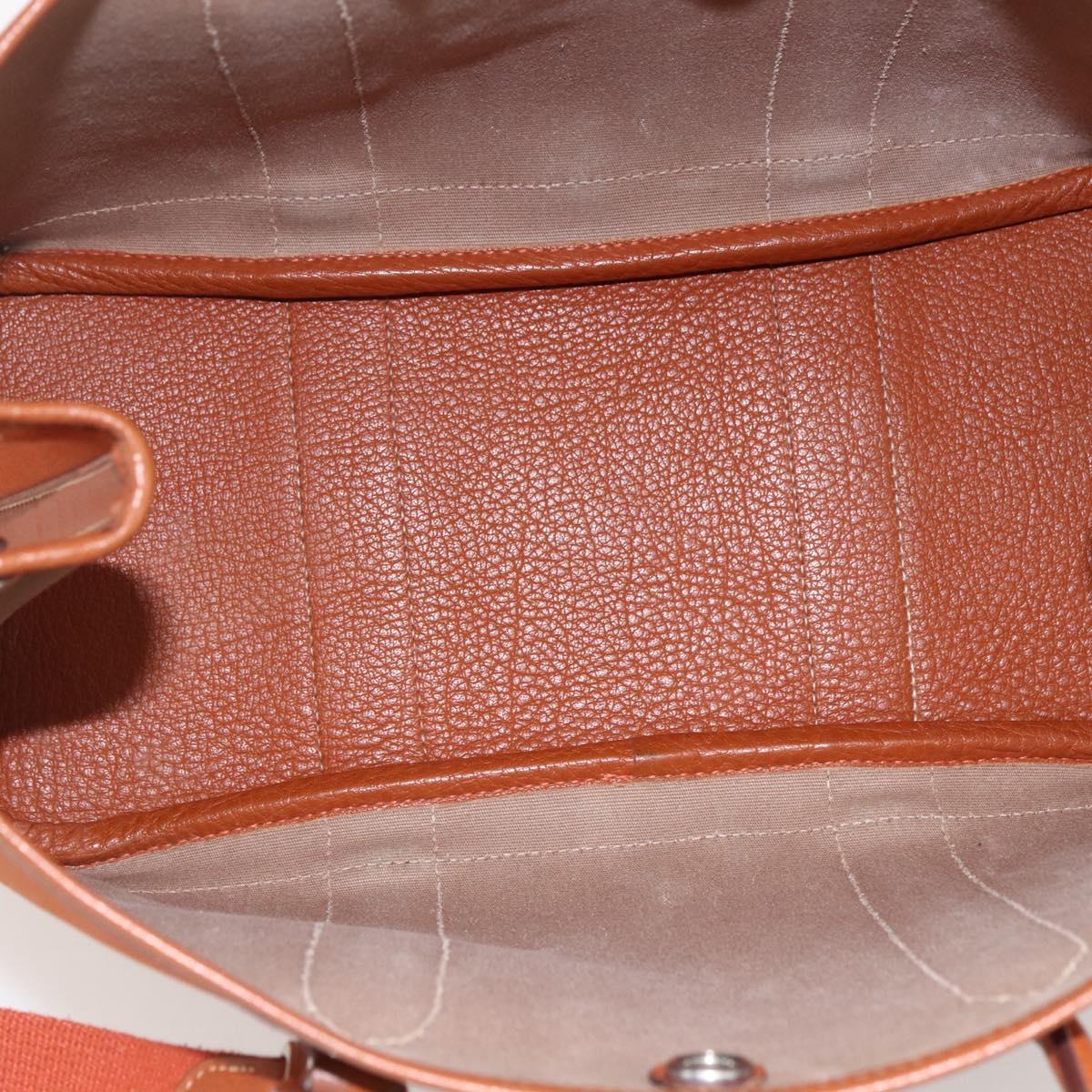 HERMES Garden Party TPM Hand Bag Canvas 2way Orange Silver Auth 166360V