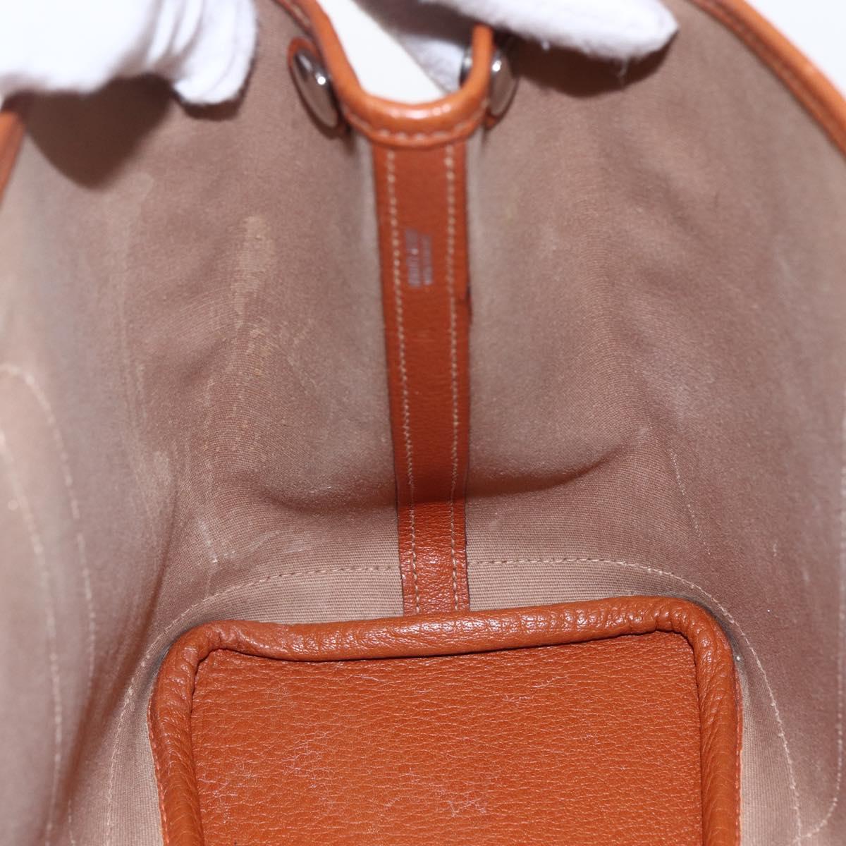 HERMES Garden Party TPM Hand Bag Canvas 2way Orange Silver Auth 166360V