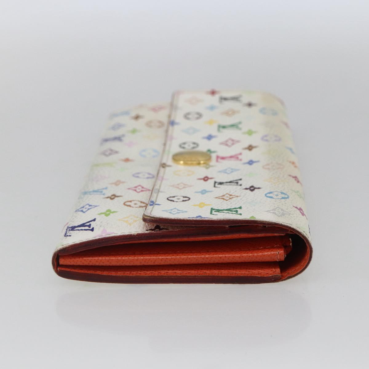 LOUIS VUITTON Multicolor Portefeuille Sarah Wallet White M93532 LV Auth 166362