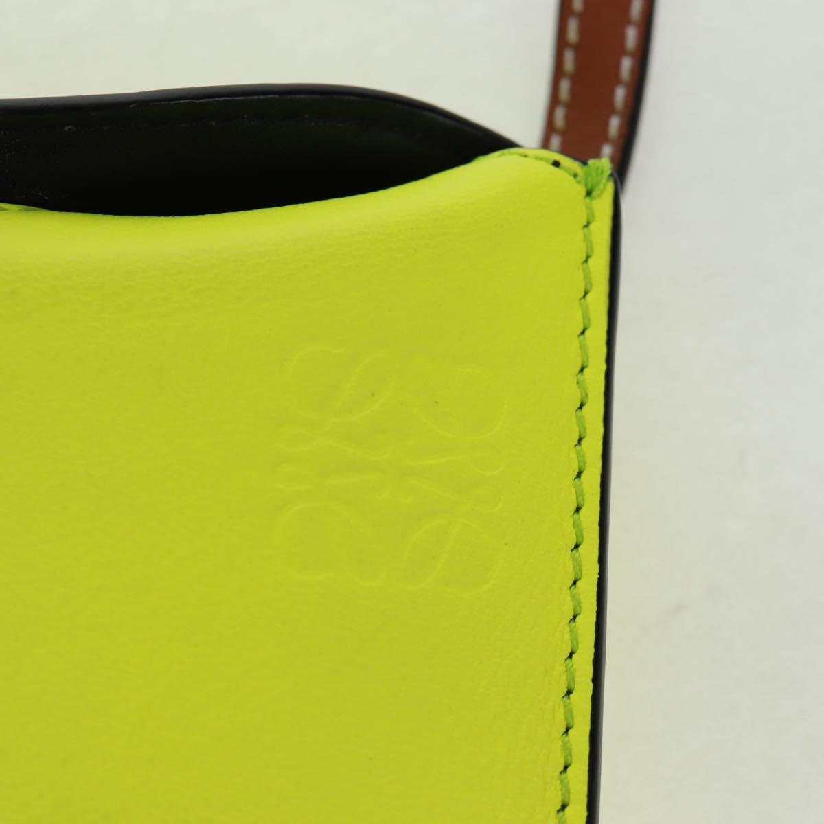 LOEWE Leather Gate Pocket Smiley Shoulder Pouch Bag Yellow Gold Auth 166364M