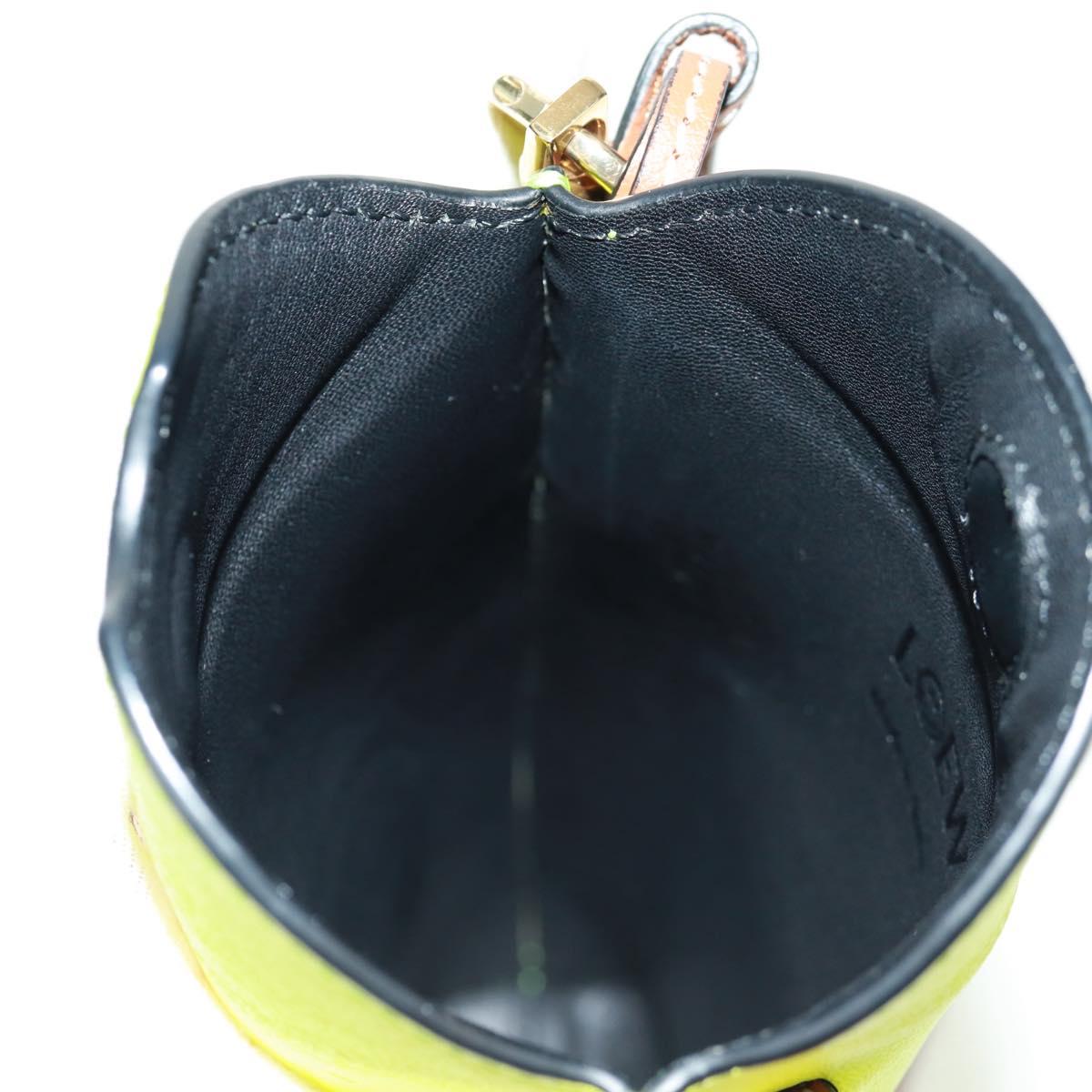 LOEWE Leather Gate Pocket Smiley Shoulder Pouch Bag Yellow Gold Auth 166364M