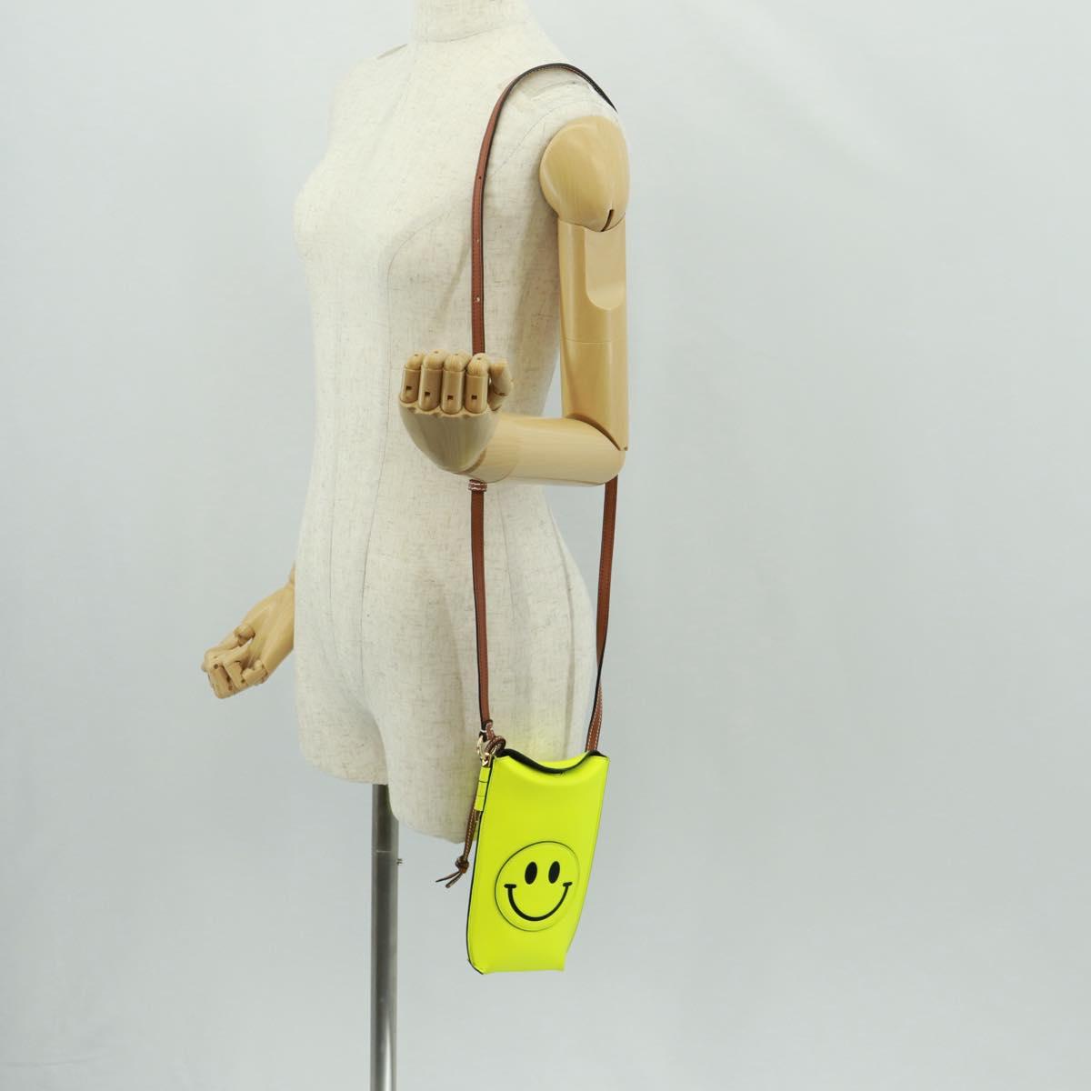 LOEWE Leather Gate Pocket Smiley Shoulder Pouch Bag Yellow Gold Auth 166364M