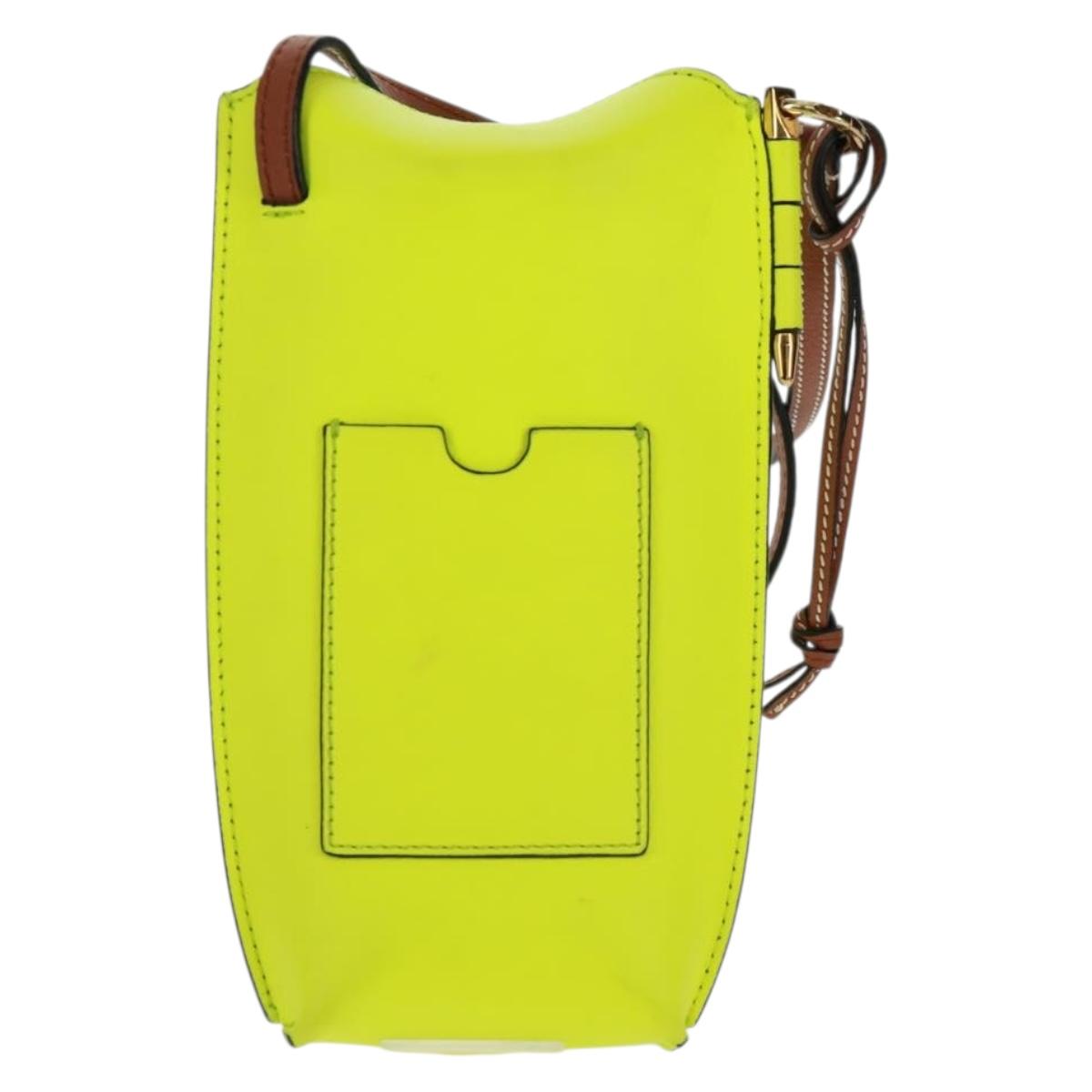 LOEWE Leather Gate Pocket Smiley Shoulder Pouch Bag Yellow Gold Auth 166364M