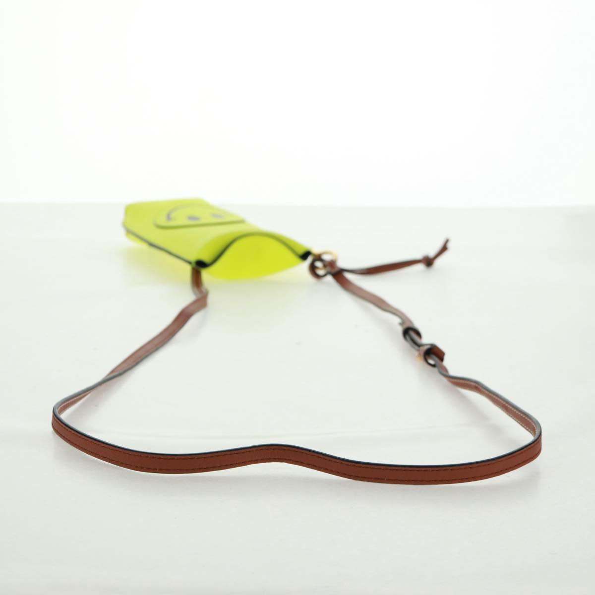 LOEWE Leather Gate Pocket Smiley Shoulder Pouch Bag Yellow Gold Auth 166364M