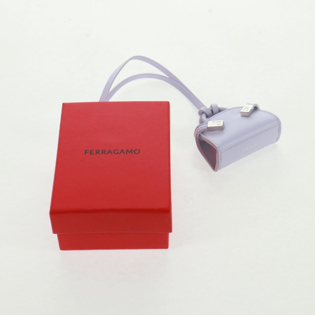 Salvatore Ferragamo Bag Charm Leather Purple Auth 166369M