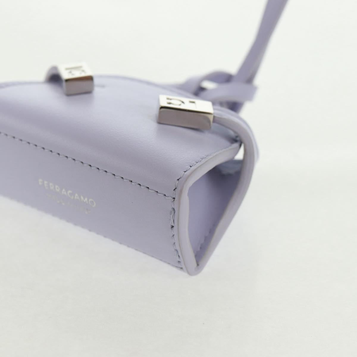 Salvatore Ferragamo Bag Charm Leather Purple Auth 166369M