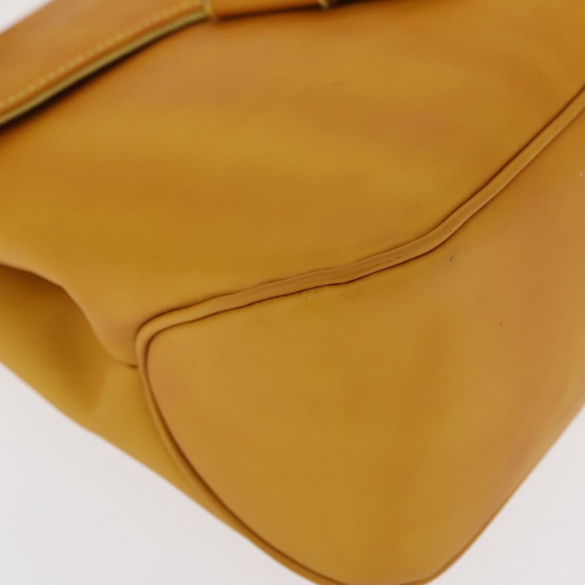 Salvatore Ferragamo Vala Hand Bag Leather 2way Yellow Silver Auth 166370