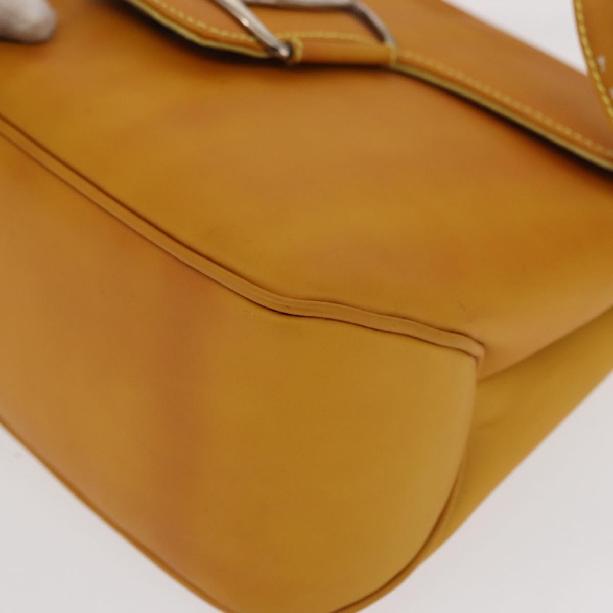 Salvatore Ferragamo Vala Hand Bag Leather 2way Yellow Silver Auth 166370