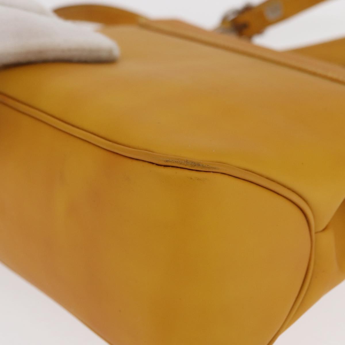 Salvatore Ferragamo Vala Hand Bag Leather 2way Yellow Silver Auth 166370