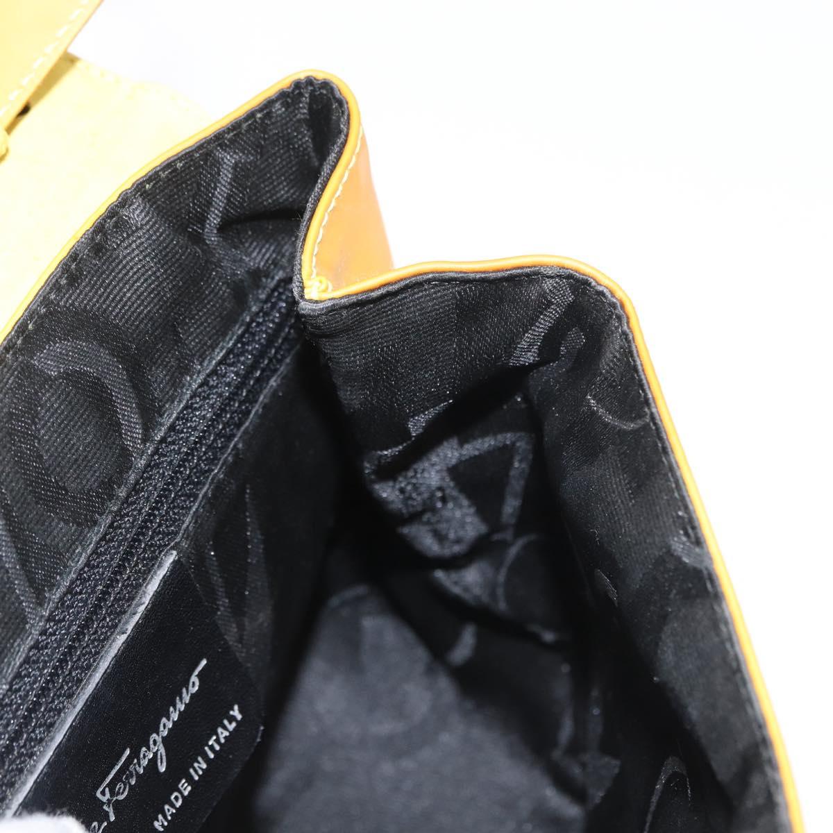 Salvatore Ferragamo Vala Hand Bag Leather 2way Yellow Silver Auth 166370
