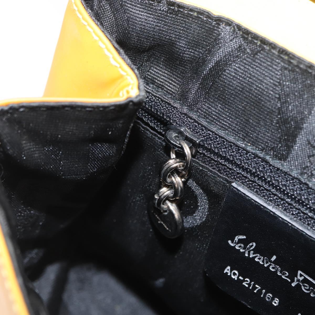 Salvatore Ferragamo Vala Hand Bag Leather 2way Yellow Silver Auth 166370