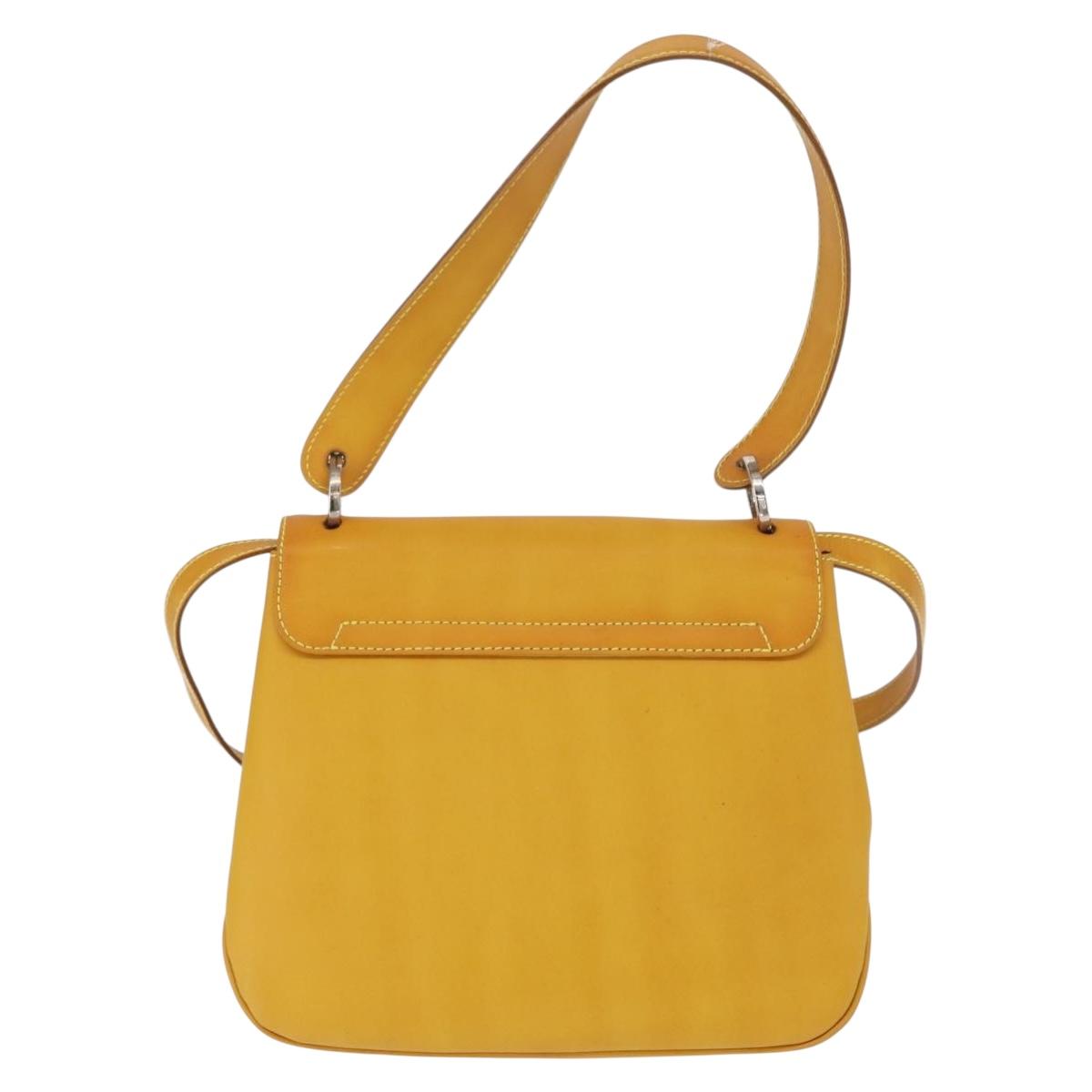 Salvatore Ferragamo Vala Hand Bag Leather 2way Yellow Silver Auth 166370