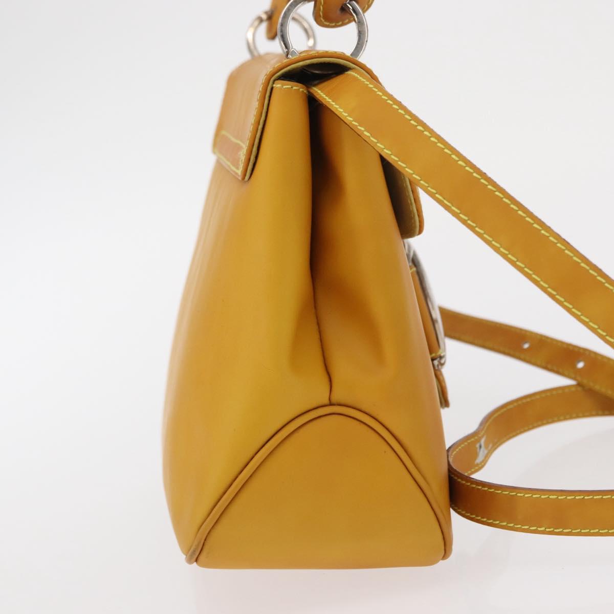 Salvatore Ferragamo Vala Hand Bag Leather 2way Yellow Silver Auth 166370