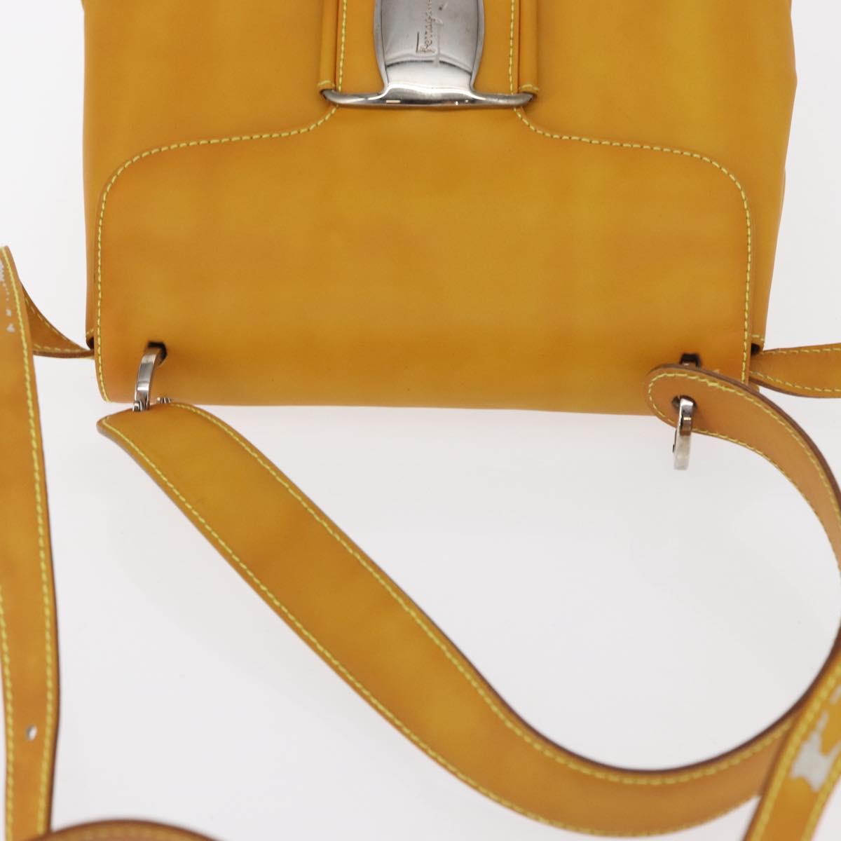 Salvatore Ferragamo Vala Hand Bag Leather 2way Yellow Silver Auth 166370