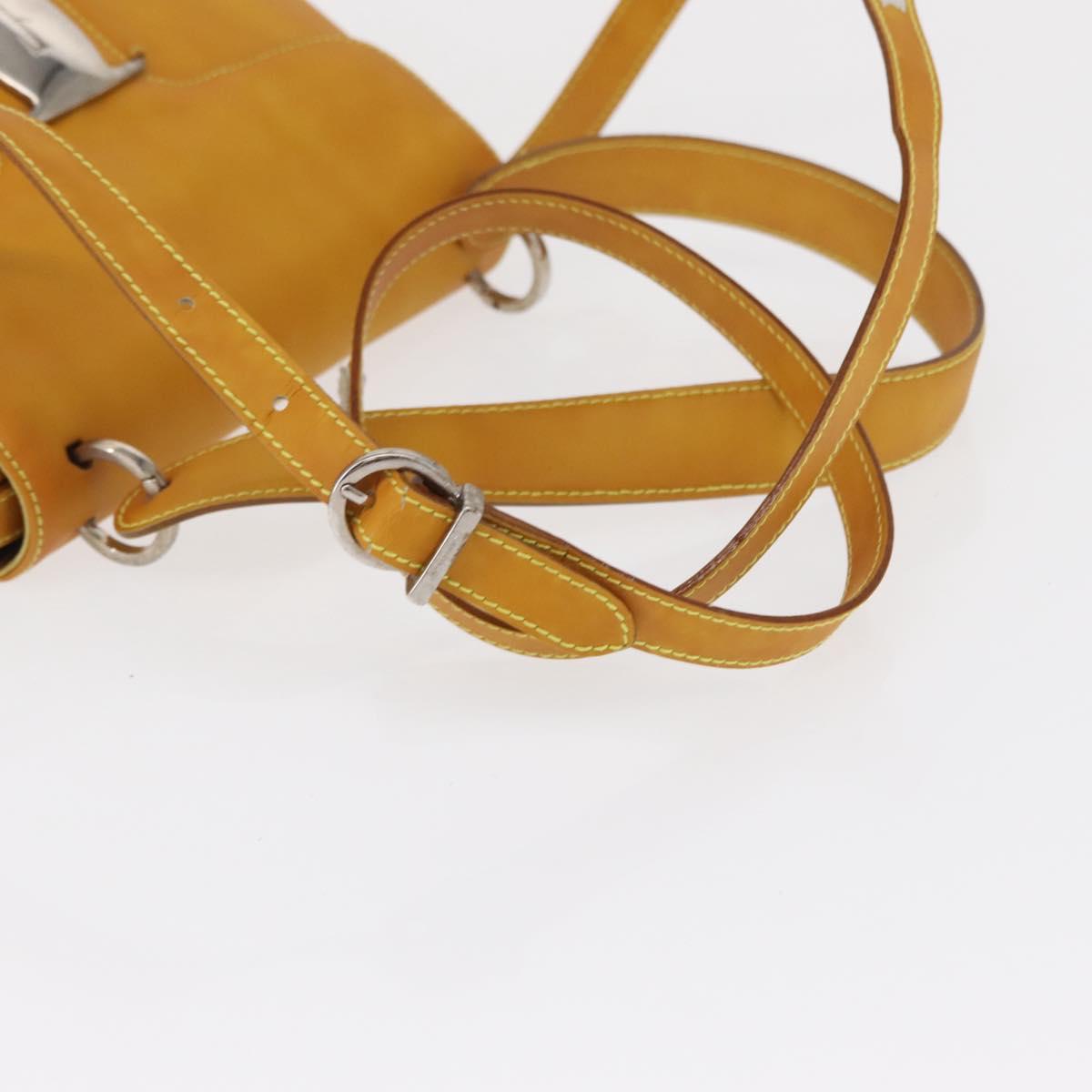 Salvatore Ferragamo Vala Hand Bag Leather 2way Yellow Silver Auth 166370