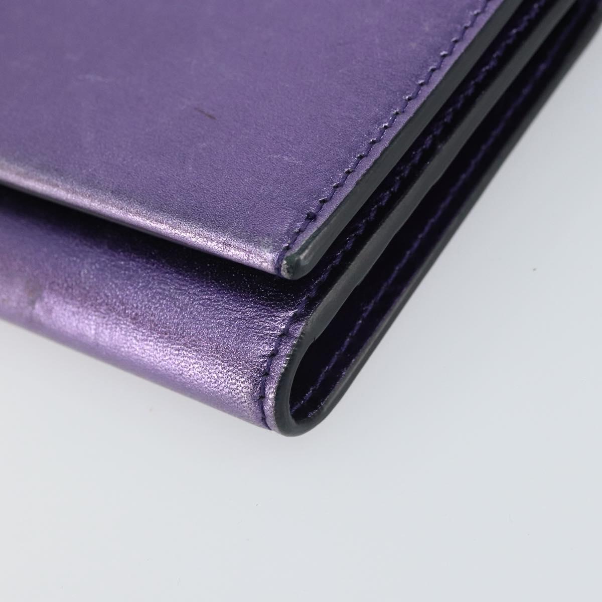 Salvatore Ferragamo Gancini Long Wallet Leather Purple Gold Auth 166383A