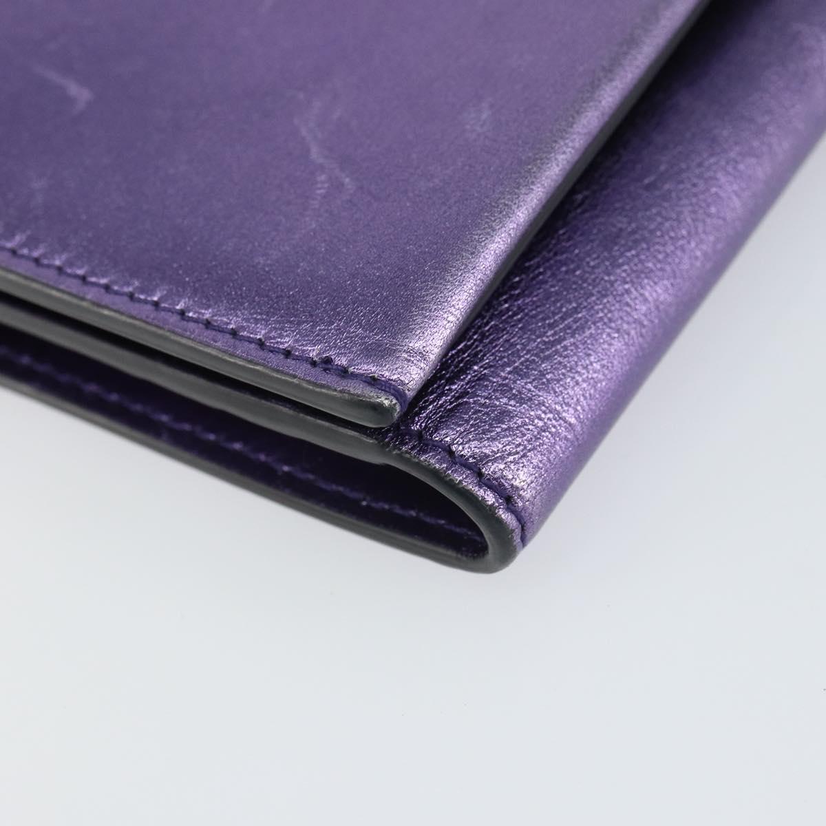 Salvatore Ferragamo Gancini Long Wallet Leather Purple Gold Auth 166383A