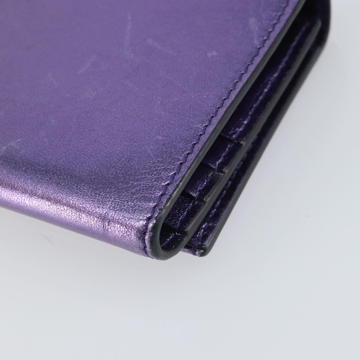 Salvatore Ferragamo Gancini Long Wallet Leather Purple Gold Auth 166383A