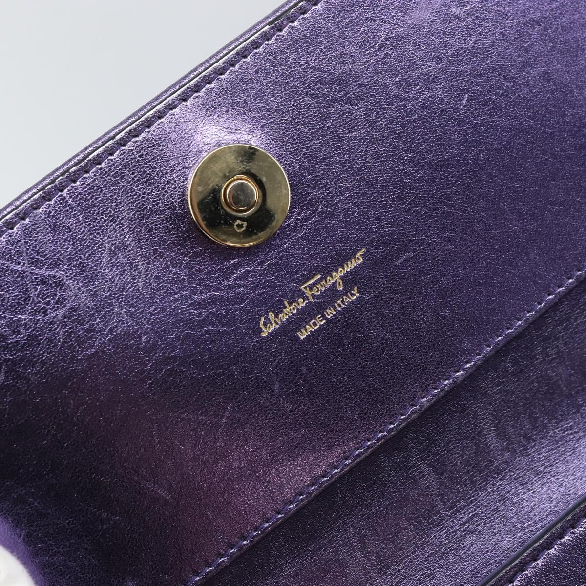 Salvatore Ferragamo Gancini Long Wallet Leather Purple Gold Auth 166383A