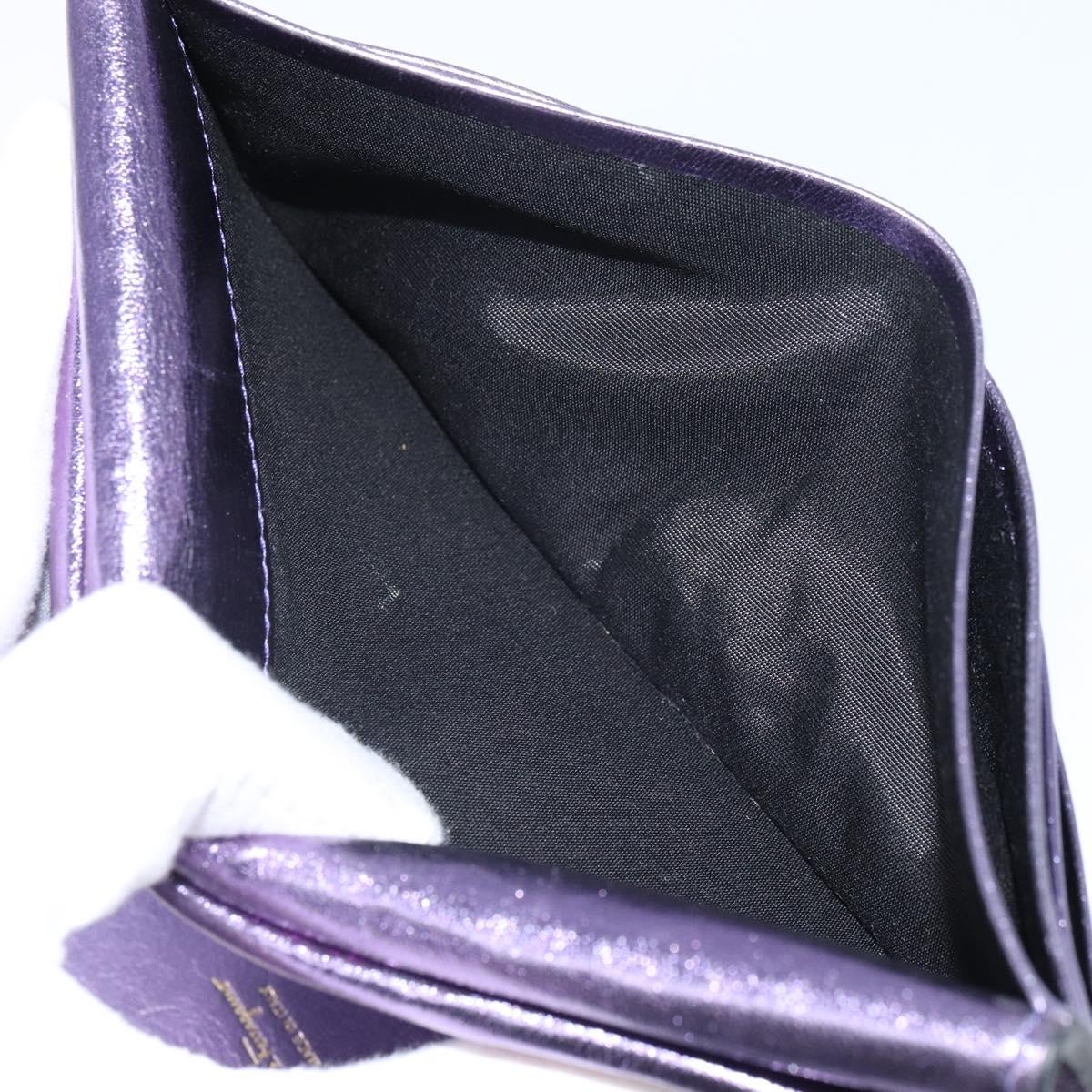 Salvatore Ferragamo Gancini Long Wallet Leather Purple Gold Auth 166383A