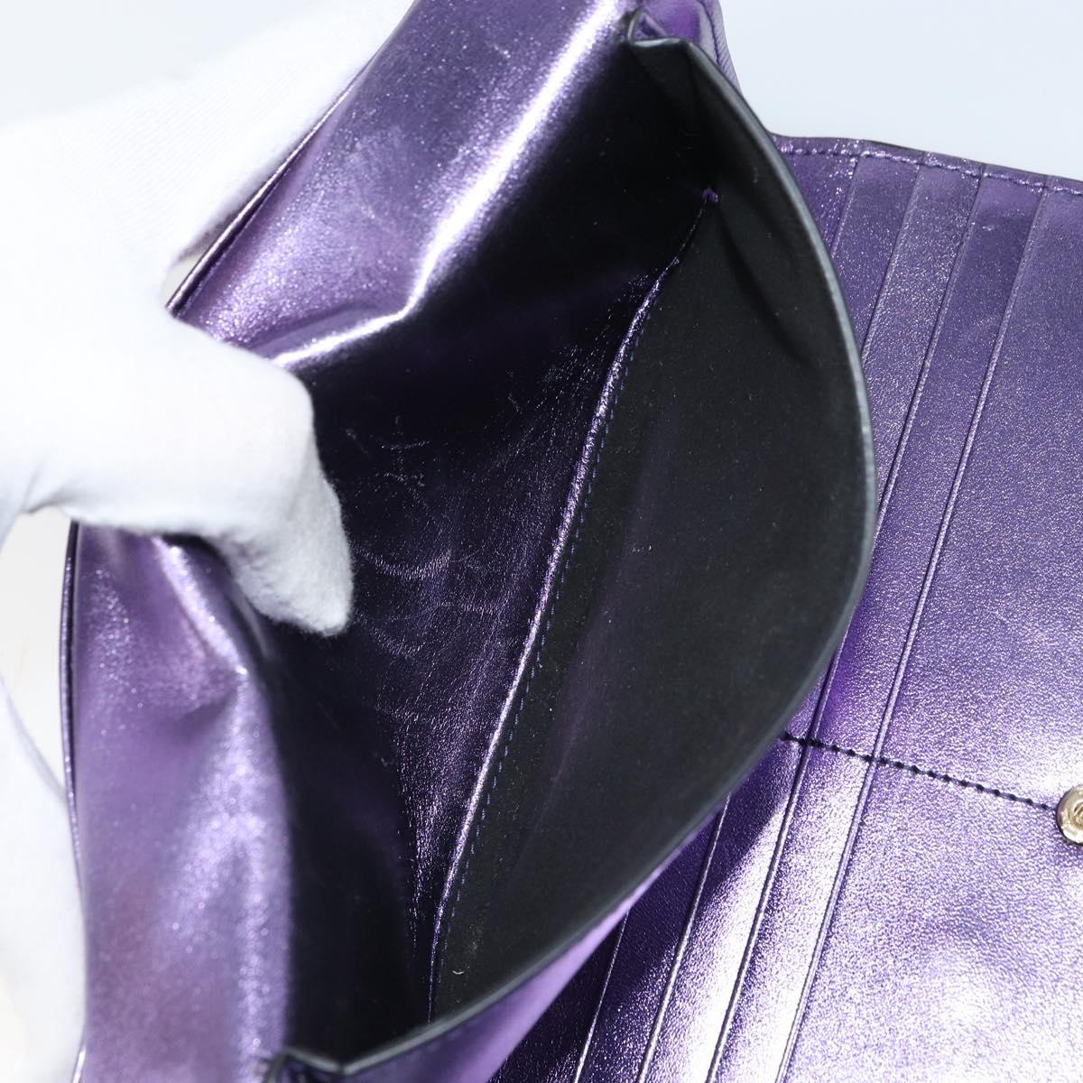 Salvatore Ferragamo Gancini Long Wallet Leather Purple Gold Auth 166383A