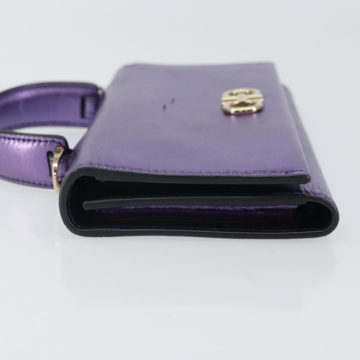 Salvatore Ferragamo Gancini Long Wallet Leather Purple Gold Auth 166383A