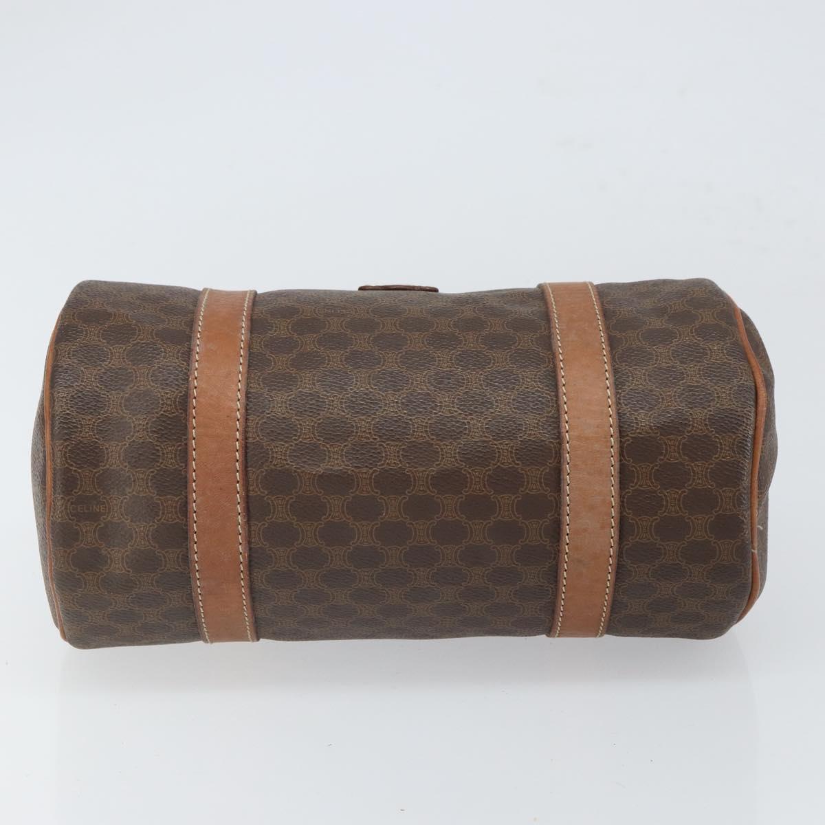 CELINE Macadam Canvas Drum bag Hand Bag PVC Leather Brown Gold Auth 166386