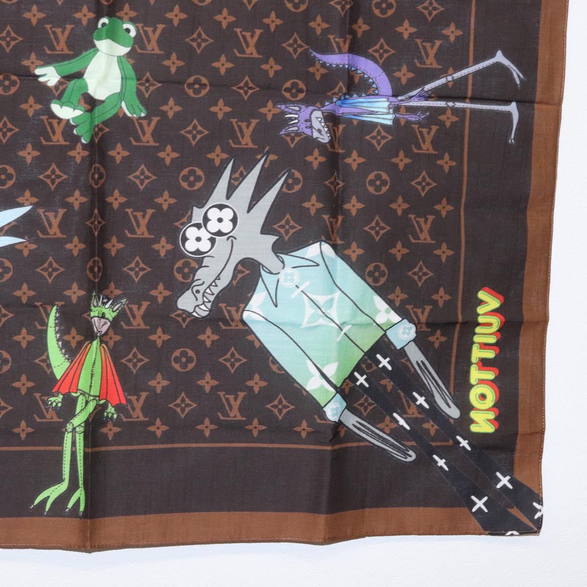 LOUIS VUITTON Monogram LV Friends Bandana Scarf Silk Brown MP2954 Auth 166390V