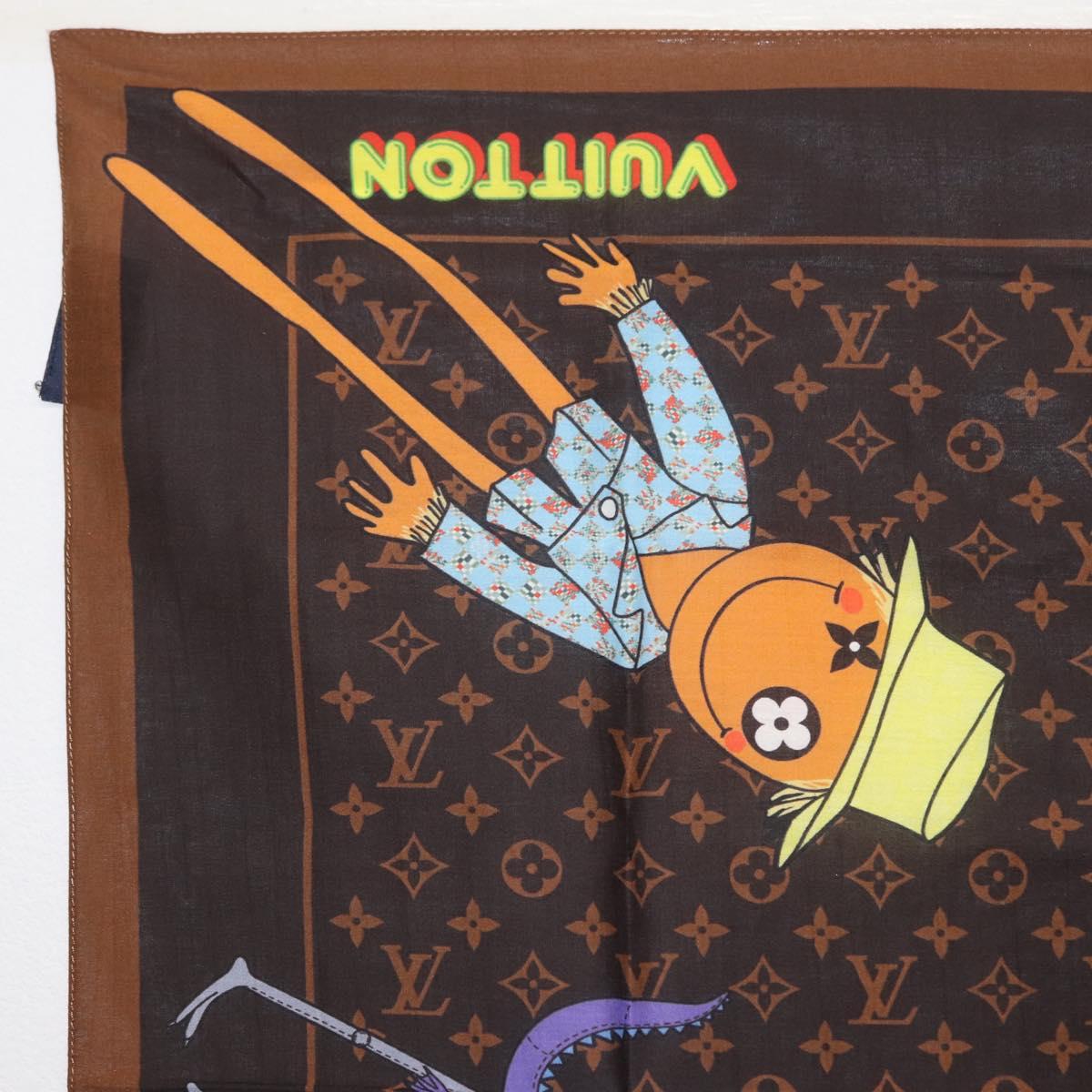 LOUIS VUITTON Monogram LV Friends Bandana Scarf Silk Brown MP2954 Auth 166390V