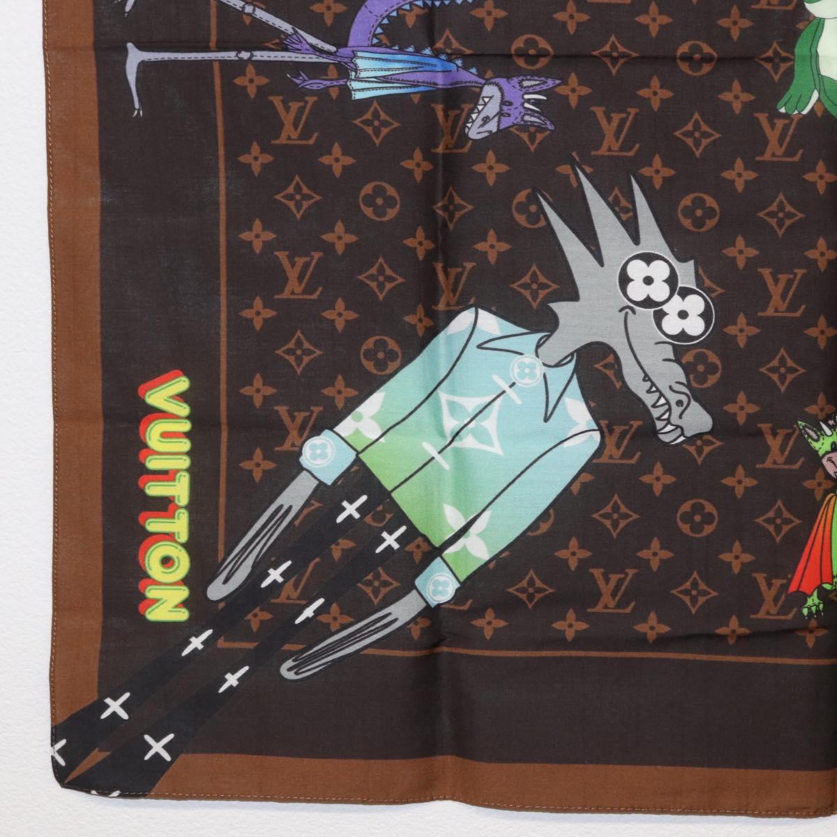 LOUIS VUITTON Monogram LV Friends Bandana Scarf Silk Brown MP2954 Auth 166390V